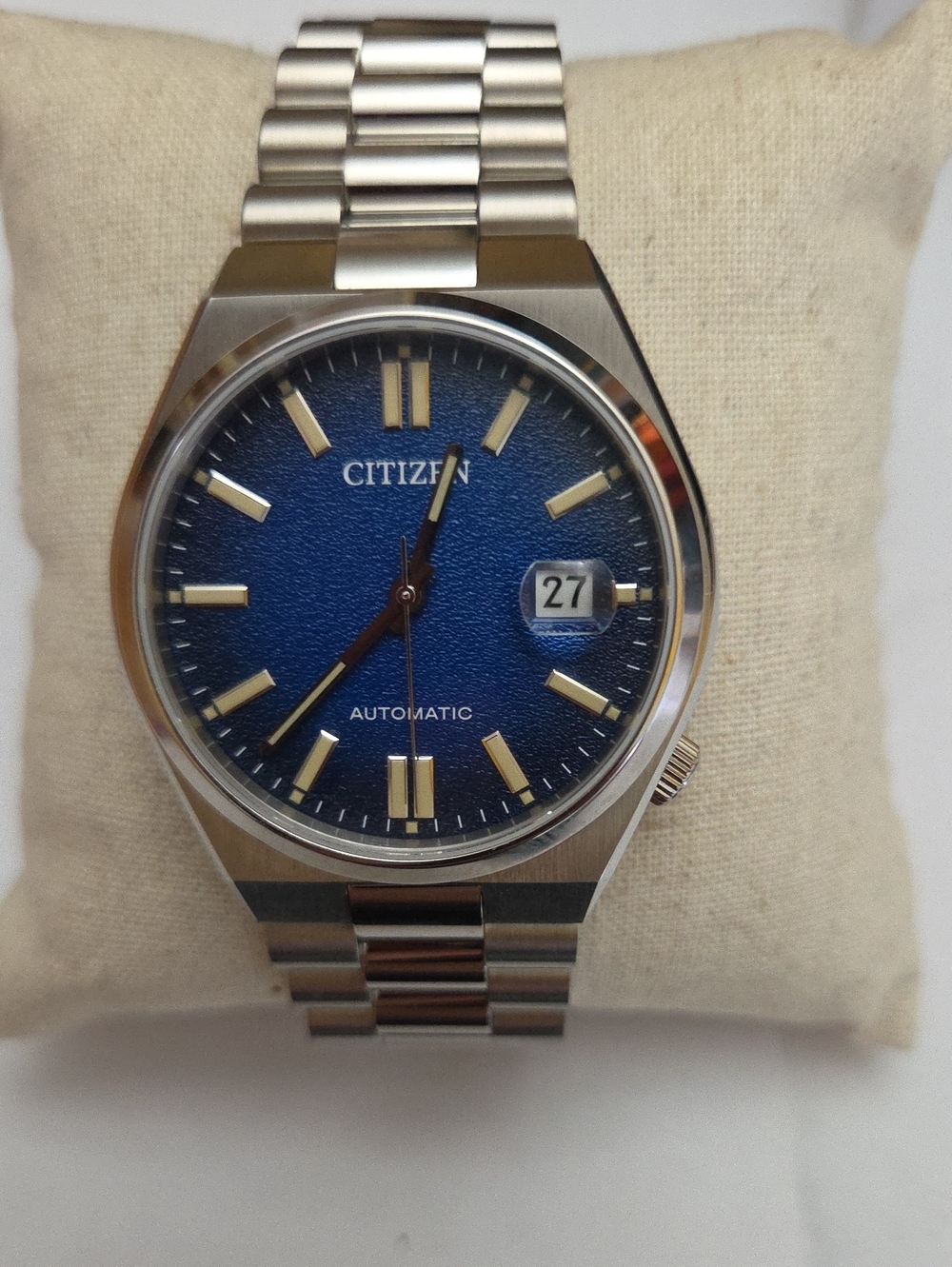 Citizen TSUYOSA Stainless Steel Men's Watch with Textured Blue Dial